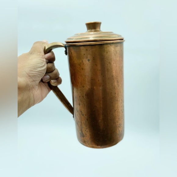 Solid Copper Pitcher with Lid - Picture 4 of 5